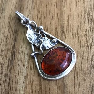 Amber pendant in sterling silver